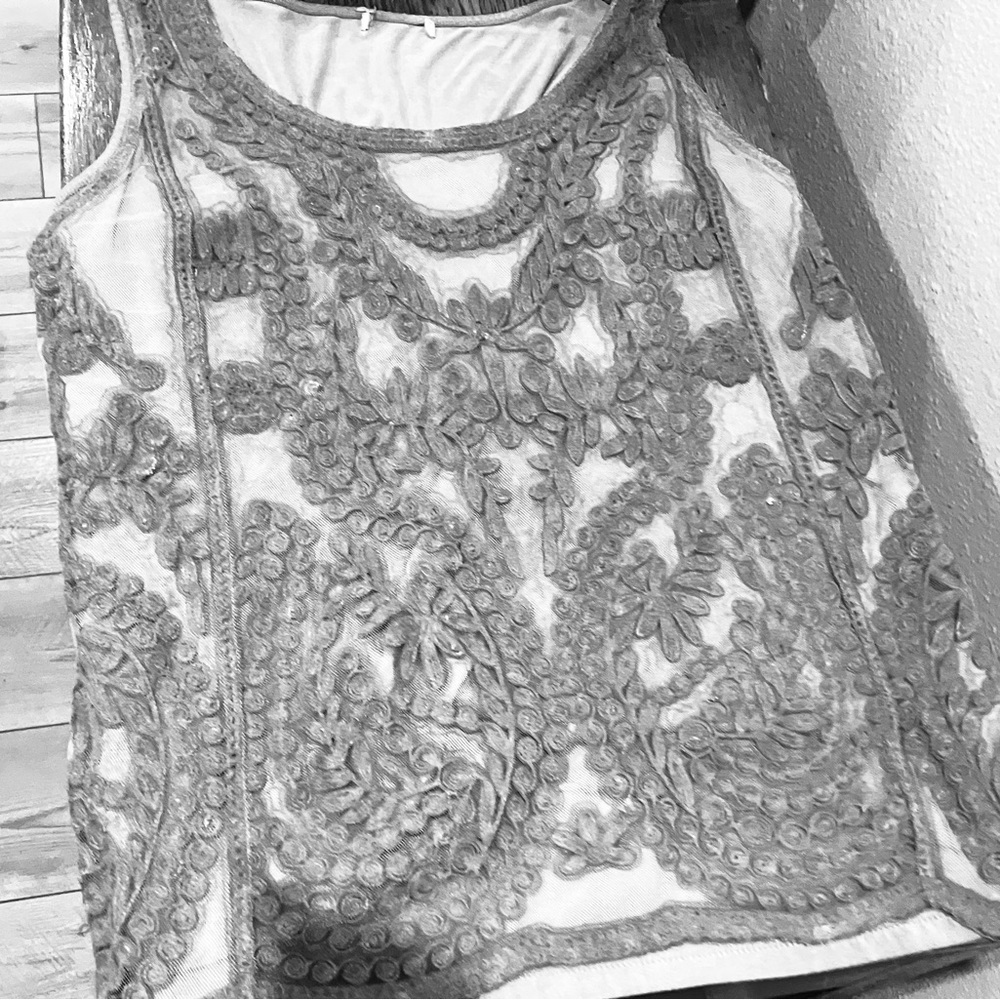 Style & Co. Lite Blue Embroidered Tank Top